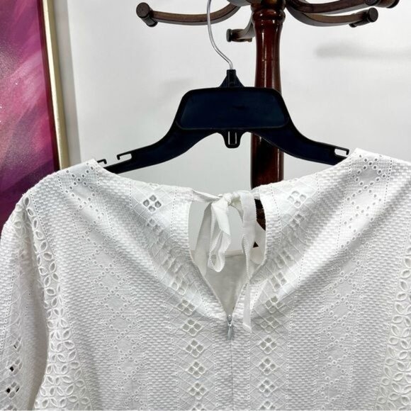 New J.Crew Flutter Sleeve Eyelet Dress in White Size 12 - Picture 10 of 14